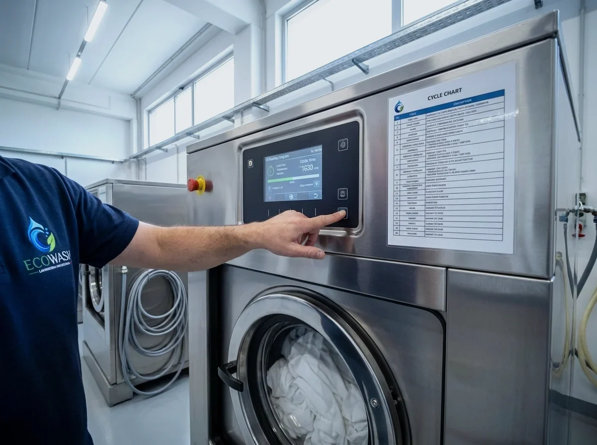 Pannello di controllo di una moderna lavacentrifuga industriale